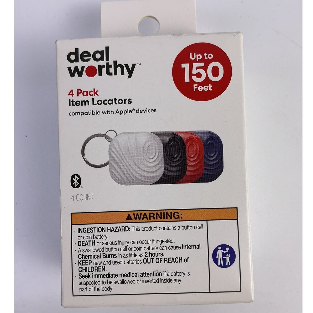 DealWorthy 4 Pack Item Locators Compatible With Apple Find My Bluetooth Trackers